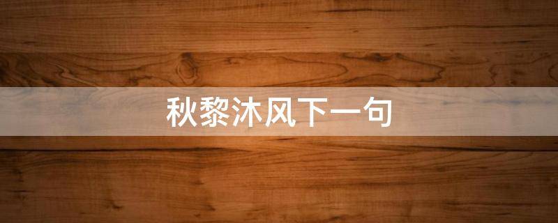 秋黎沐风下一句（沐秋风的意思）