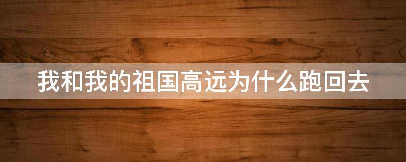 我和我的祖国高远为什么跑回去（我和我的祖国 高远为什么要回去）