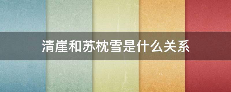 清崖和苏枕雪是什么关系 清崖和苏枕雪是什么关系啊