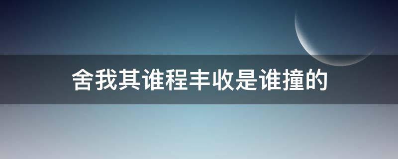 舍我其谁程丰收是谁撞的（舍我其谁是谁撞了程丰收）