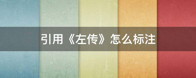 引用《左传》怎么标注（引用《左传》怎么标注出来）