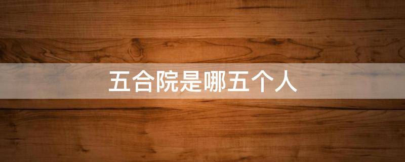 五合院是哪五个人（五合院都有谁）