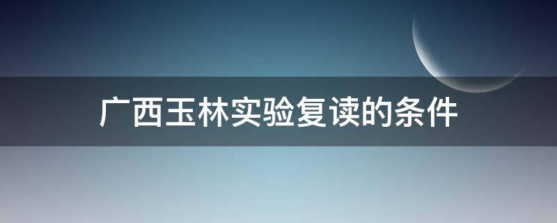 广西玉林实验复读的条件（广西玉林实验中学复读）