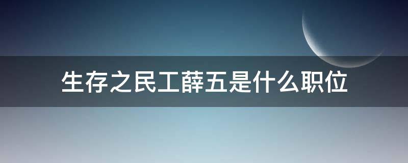 生存之民工薛五是什么职位（农民工之生存薛五结局）
