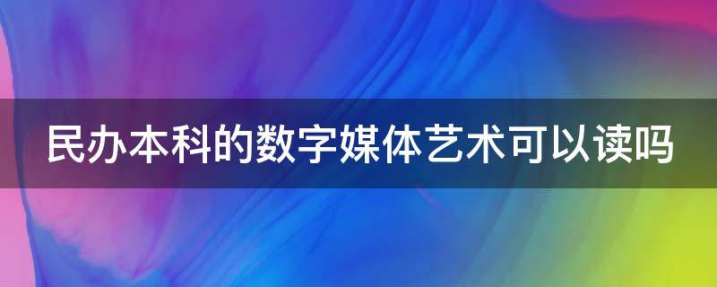 民办本科的数字媒体艺术可以读吗（民办本科的数字媒体艺术可以读吗）