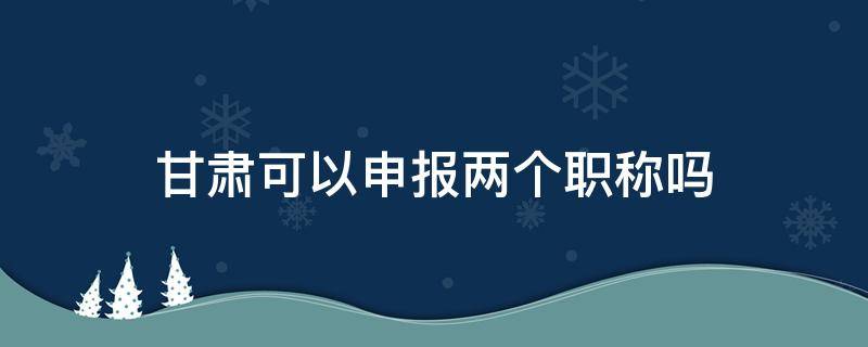 甘肃可以申报两个职称吗 甘肃省职称晋升条件