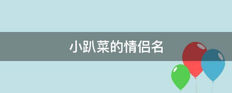 小趴菜的情侣名 小白菜的情侣名