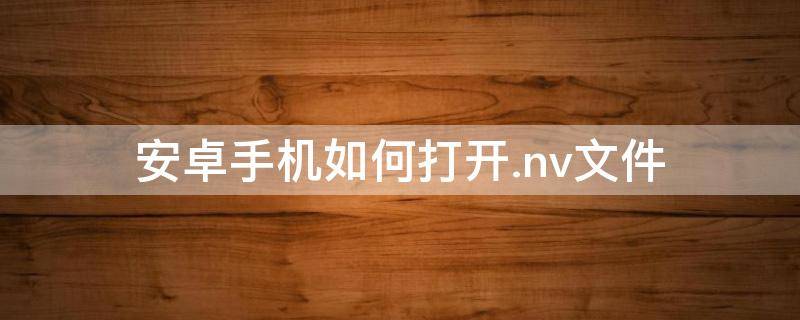安卓手机如何打开.nv文件 安卓手机如何打开.nrg文件