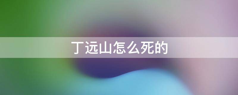 丁远山怎么死的 薛丁山咋个死的
