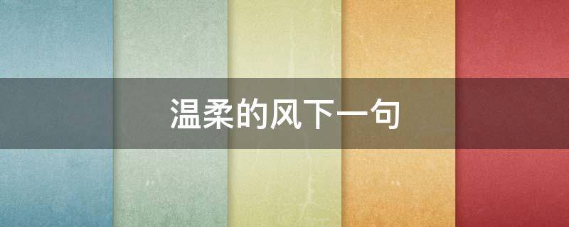 温柔的风下一句 风有风的温柔