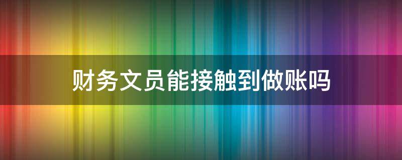 财务文员能接触到做账吗 会计文员能学到会计吗