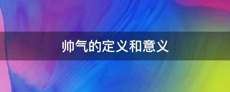 帅气的定义和意义 帅气有几种说法