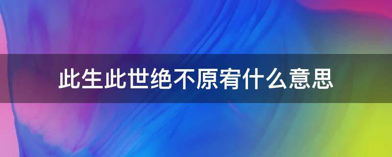 此生此世绝不原宥什么意思 此生此世绝不原宥什么意思