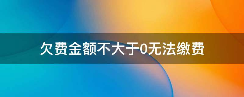 欠费金额不大于0无法缴费 欠费金额不大于0是什么意思