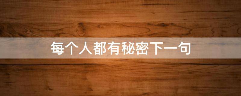 每个人都有秘密下一句 每个人都有秘密下一句怎么说