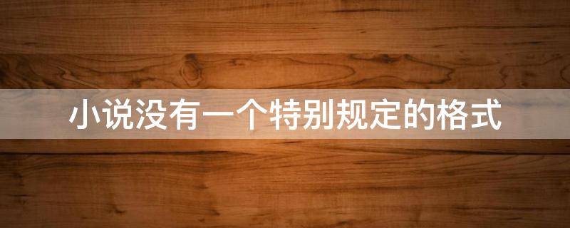小说没有一个特别规定的格式 小说没有一个特别规定的格式怎么写